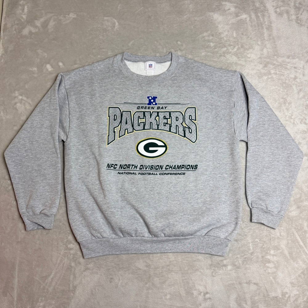 Vintage NFL Green Bay Packers Sweatshirt Men XL Gray NFC North Champions Y2K EUC